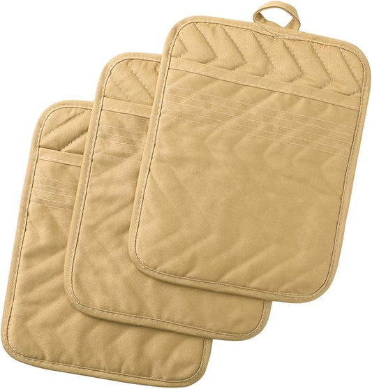 Anyi Pot Holders and Oven Mitts 7" X 9" Heat Resistant Cotton Pocket Pot Holder Set Feature of Non Slip Kitchen Hot Pad Oven Mitts, 3-Pack (Mojave Desert) by Unknown