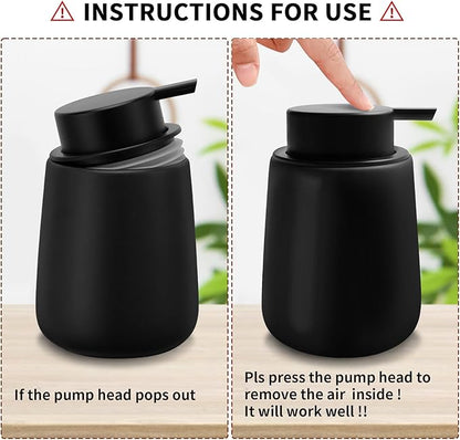 Soap Foaming Dispenser Ceramic with Easy-to-Press Pump Hand Foam Dispenser for Shampoo Bathroom Kitchen 12 oz