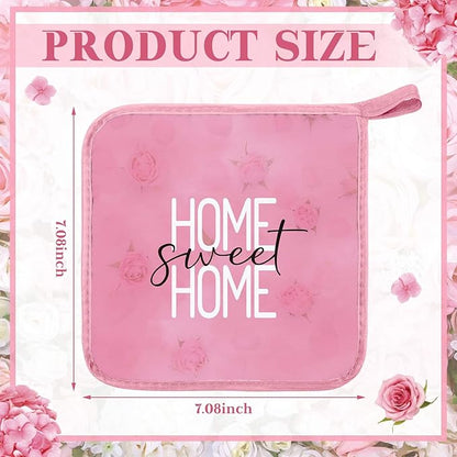 Bencailor 12 Pcs Pot Holders with Pocket Kitchen Hot Potholders Hot Pad Oven Mitts Cookie Bag Oven Gloves for Kitchen Gift Baking Cooking(Pink,Pink Rose)
