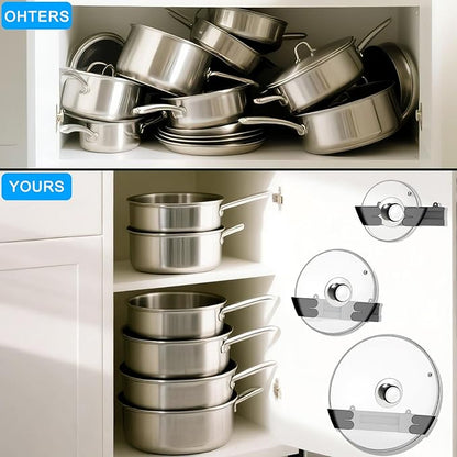 Adjustable Universal Pot Lid Holder Organizer - Upgraded Patented Pan Lids Organizers Inside Cabinet Door Wall Mount Pots Top Rack for Kitchen Cupboard Fit 6" to 13" (8Pack-Black) - Image 6