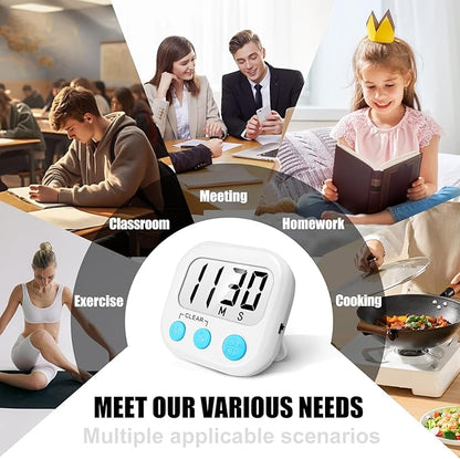 6 Pack Digital Kitchen Timers for Cooking Magnetic Timer for Cooking Loud Alarm White - Image 5