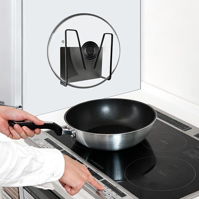 2 Pack Magnetic Pot Lid Holder,Organizer Hanging Saucepan Lid Metal Pot Lid Rack No Drilling, Rustproof, Lid Organizers Inside Cabinet for Small Space Solution & Kitchen Cabinet Organization