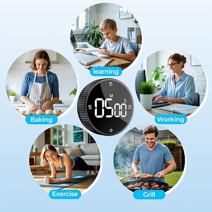 Digital Kitchen Timer, Large Display Magnetic Countdown Countup Timer, 3 Preset Times (5, 15, 25),Volume & Brightness Adjustable for Cooking Classroom Studying, Easy for Kids(Gunmetal 1PCS) - Image 7