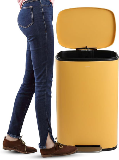 happimess HPM1006L Connor Rectangular 13-Gallon Trash Can with Soft-Close Lid and Free Mini Trash Can, Fingerprint Resistant, Modern, Minimalistic for Home, Kitchen, Office, Bathroom, Daffodil Yellow - Image 6