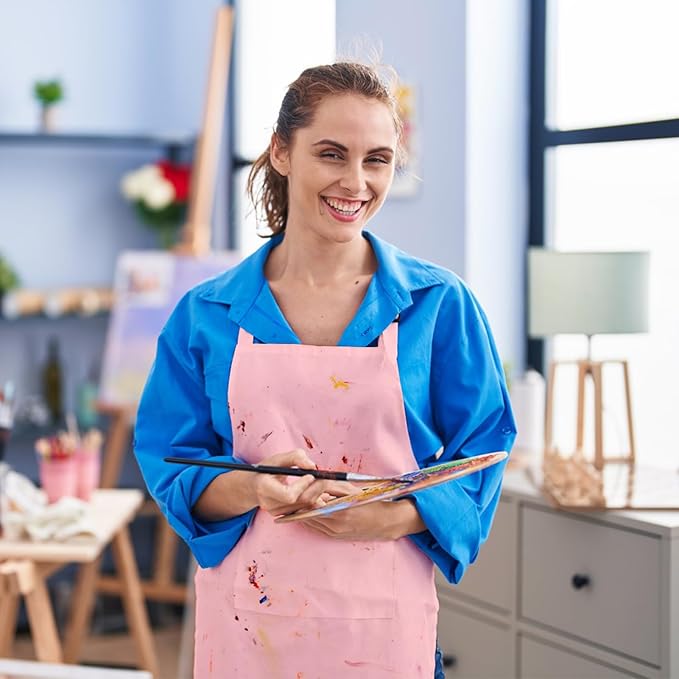 15 Pcs Adult Aprons Bulk with Pockets Adjustable Bib Chef Apron for Women Men Painting Cooking Crafting (S/L) - Image 6