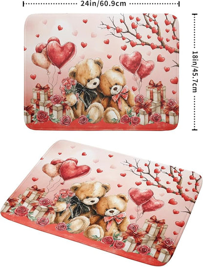 Holiday Microfiber Dish Drying Mat 18 X 24 in Valentines Day Bear Red Decorative Kitchen Countertop Mats - Image 2