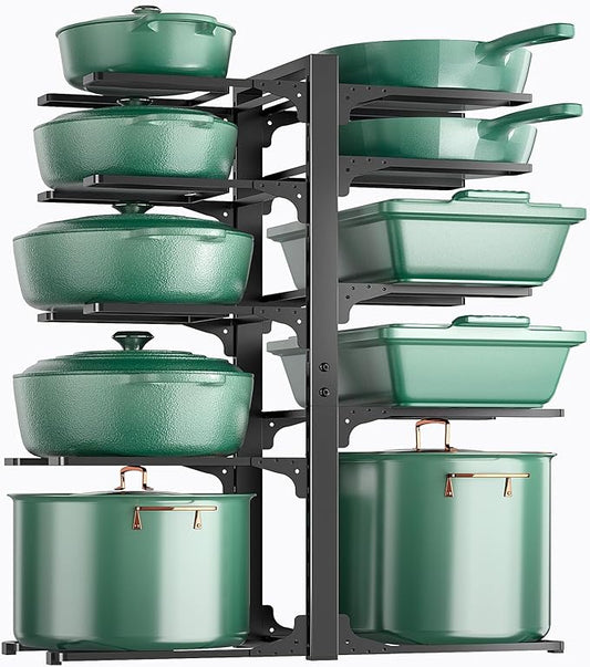 ORDORA 10-Tier Pots and Pans Organizer under Cabinet, Kitchen Cabinet Organizers and Storage, Heavy Duty Pots and Pan Storage Rack Organizer inside Cabinet, Adjustable by ORDORA