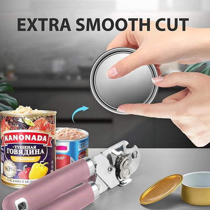 Safring Can Opener Manual, Heavy Duty Handheld Strong Can Opener with Soft Touch Handle, Sharp Blade Smooth Edge, Can Openers with Multifunctional Bottle Opener, Pink - Image 7