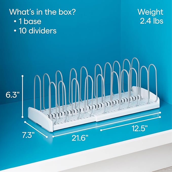 YouCopia StoreMore Expandable Pan and Lid Rack, 12.5"-22" Wide Adjustable Pan Organizer for Kitchen Cabinet Storage, Classic Edition - Image 4