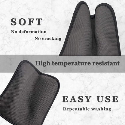 2Pcs Cotton and Neoprene Oven Pads Pot Holders with Pocket 8"x8.5" Dual-Function Hot Pad Set for Finger Hand Wrist Protection Heat Resistant to 428°F,Black