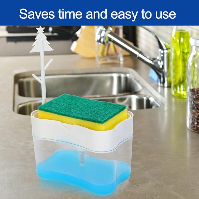 New 2026 Version Premium Quality Dish Soap Dispenser - Countertop Kitchen Soap Dispenser, Sink Dish Washing Soap Dispenser 13 Ounces (Sponge Included) - Image 3