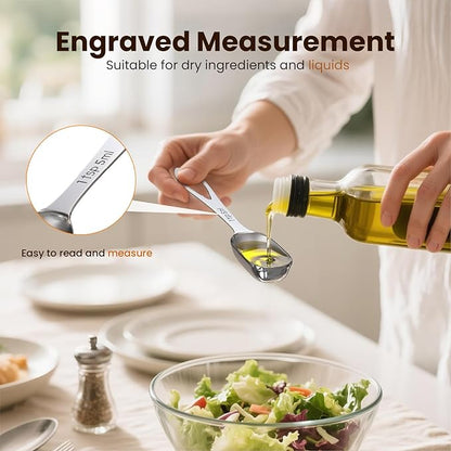6PCS Narrow Measuring Spoons Set, Stainless Steel Measuring Spoon Fits in Spice Jars, Metal Teaspoon Measuring Spoons, Rectangular Tablespoon, Long Measuring Spoons for Dry & Liquid Ingredients - Image 5