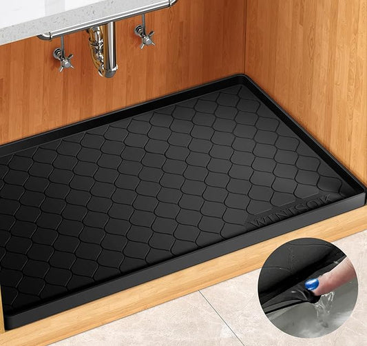 Winisok Silicone Under Sink Mat 22" x 22", kitchen Essentials and Gadgets, Shelf liner and Cabinet Protector, Home Organizers and Storage, Waterproof Bathroom Tray by Winisok