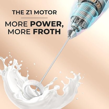 Zulay Kitchen Powerful Milk Frother Wand With 4 AA Duracell Batteries - Ultra Fast Handheld Drink Mixer - Electric Whisk Foam Maker for Coffee, Lattes, Cappuccino, Matcha & Creamer - Blizzard White - Image 3