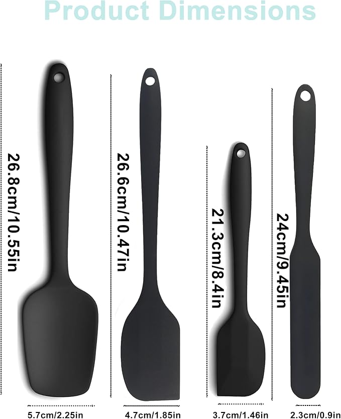 4 Pcs Silicone Spatula,Food Grade Rubber Spatula, Spatulas Silicone Heat Resistant, Used for Baking, Cooking, non Stick, Dishwasher Safe, BPA Free - Image 2