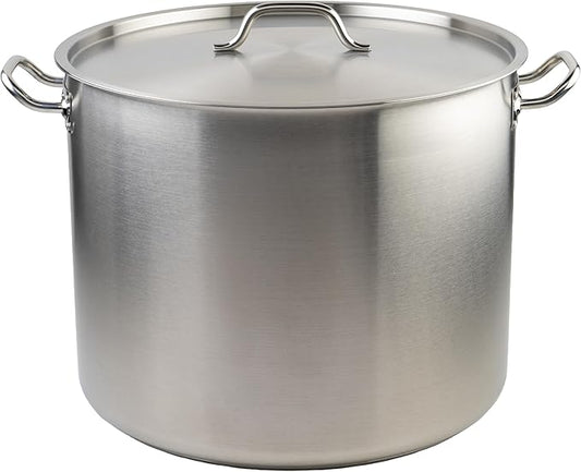 Winco Heavy-Duty Stainless Steel Stock Pot with Cover, 60 Quart by Winco
