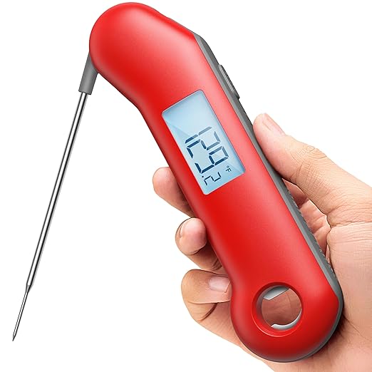 ThermoMaven ProfessionaI Meat Thermometer Digital, 3X Faster 0.5 Sec Instant Read, NIST Certified Accuracy ±0.5°F, 100% Waterproof Probe, Auto-Rotate Bright Indicator, for Candy/Grill/BBQ, Red & Gray by ThermoMaven