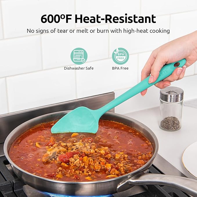High Heat Resistant Silicone Spatula: U-Taste 600ºF Hot-Proof Food Grade Rubber Kitchen Baking Scraper, Flexible and Sturdy Cooking Utensil for Mixing Scraping in NonStick Cookware (4PCS, Multicolors) - Image 3