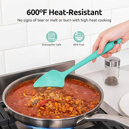 High Heat Resistant Silicone Spatula: U-Taste 600ºF Hot-Proof Food Grade Rubber Kitchen Baking Scraper, Flexible and Sturdy Cooking Utensil for Mixing Scraping in NonStick Cookware (4PCS, Multicolors) - Image 3