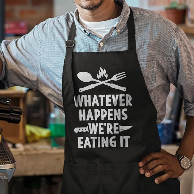 SANDJEST Funny Mens Aprons with Pockets for BBQ Grilling Cooking Grandpa Husband Apron for Birthday Christmas Father's Day