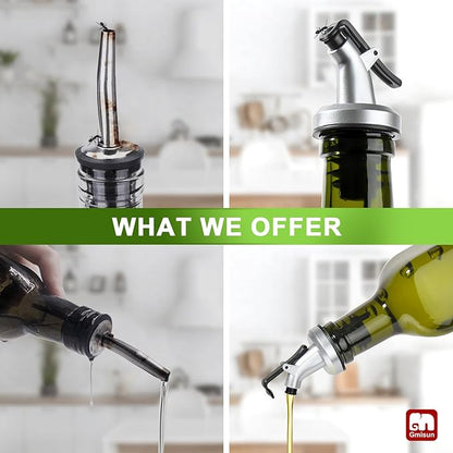 GMISUN Olive Oil Dispenser Bottle 2 Pack, Olive Oil Dispenser for Kitchen 17oz, Glass Cooking Soy Sauce Bottle Container Cruet with Plastic Pourer Spout, Green - Image 4