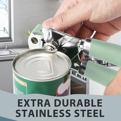 Safring Can Opener Manual, Heavy Duty Handheld Strong Can Opener with Soft Touch Handle, Sharp Blade Smooth Edge, Can Openers with Multifunctional Bottle Opener, Mint - Image 4