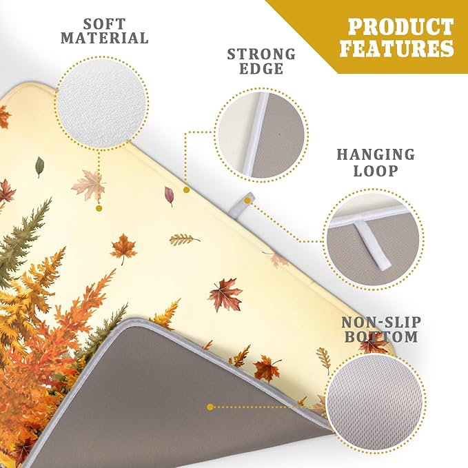 Autumn Forest Dish Drying Mat - Welcome Fall Fox Drying Pad for Counter Wildlife Dish Drainer Mat Cabin Animal Kitchen Accessories 18 X 24 Inch - Image 4