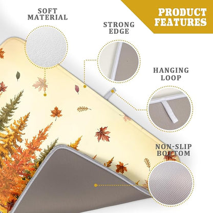 Autumn Forest Dish Drying Mat - Welcome Fall Fox Drying Pad for Counter Wildlife Dish Drainer Mat Cabin Animal Kitchen Accessories 18 X 24 Inch - Image 4
