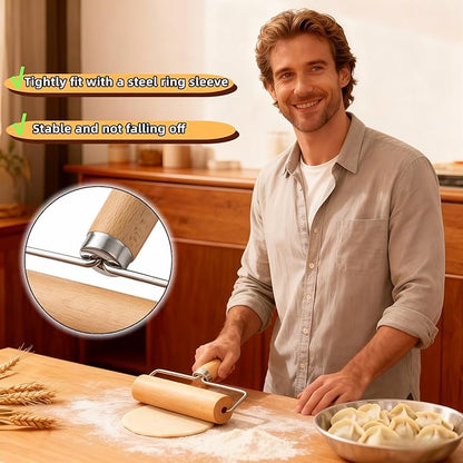 Wooden Rolling Pin Set - Non-Stick Pizza & Dough Roller, Ergonomic Bakery Tool for Cookies, Pie, Bread Dough | Heavy Duty, Easy Clean, Compact Storage | Kitchen Gadget Essential - Image 8