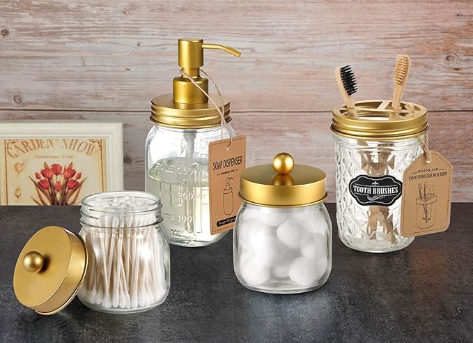 Amolliar Mason Jar Liquid Soap Dispenser -Rustproof Stainless Steel Farmhouse Decor for Bathroom Vanities,Kitchen Sink/ Liquid Soap Pumps for Hand Soap,Dish Soap,Lotions/Golden -2 Pack - Image 7