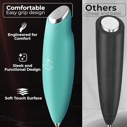 Zulay Kitchen Patented Tornado Triple Whisk Milk Frother with 4 Duracell Batteries – Handheld Foam Maker for Coffee, Lattes, Matcha & Hot Chocolate – Rich, Creamy Froth in Seconds - Turquoise - Image 4