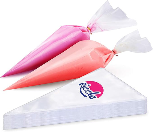 Riccle Disposable Piping Bags 12 Inch - 100 Anti Burst Pastry Bags - Icing Piping Bags for Frosting - Ideal for Cakes and Cookies Decoration by Riccle