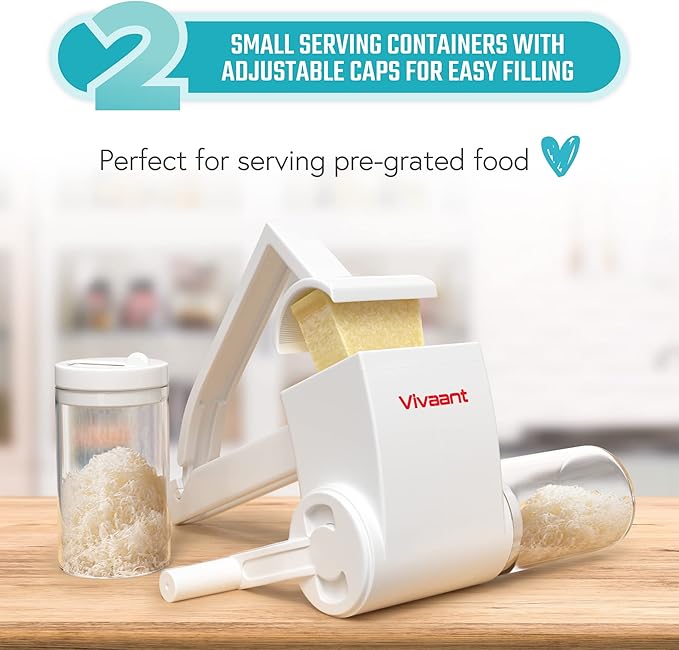 Vivaant Parmesan Cheese Grater Hand Crank, Restaurant-Grade Rotary Cheese Grater Handheld Italian Style with 2 Stainless Steel Drum Blades is Dishwasher Safe & Easy to Clean - Image 6