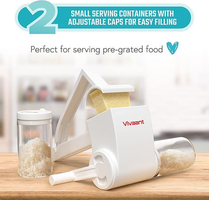 Vivaant Parmesan Cheese Grater Hand Crank, Restaurant-Grade Rotary Cheese Grater Handheld Italian Style with 2 Stainless Steel Drum Blades is Dishwasher Safe & Easy to Clean - Image 6