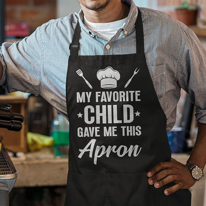 SANDJEST Funny Mens Aprons with Pockets for BBQ Grilling Cooking Grandpa Husband Apron for Birthday Christmas Father's Day