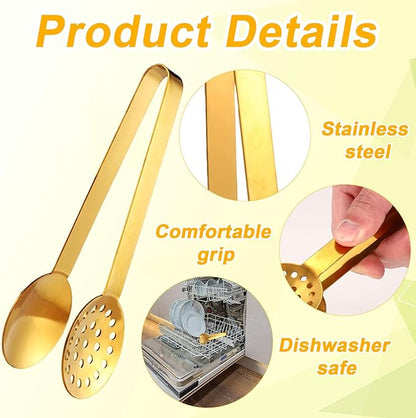 2pcs Tea Bag Squeezer Tongs, Stainless Steel Tea Bag Dispenser Gripper Picker Accessories Premium Teabag Squeezer Strainers Clip for Tea Drinkers Gifts (Golden)