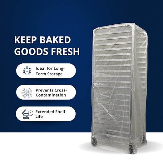 FSE Disposable Commercial Grade Sheet Pan/Bun Pan Rack Covers, 20.25" W x 26" D x 69" H, Clear, 50 Count - Image 4