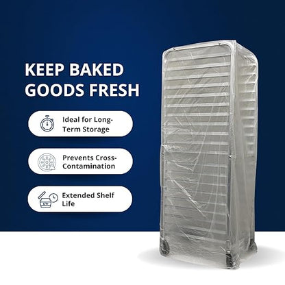 FSE Disposable Commercial Grade Sheet Pan/Bun Pan Rack Covers, 20.25" W x 26" D x 69" H, Clear, 50 Count - Image 4