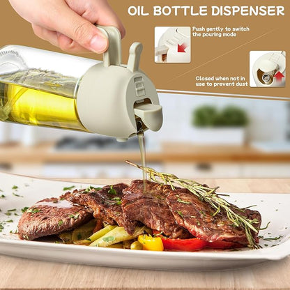 Oil Sprayer for Cooking 2pcs,2 in 1 Oil Dispenser and Oils Sprayer Kitchen Gadgets-16oz Glass Oils Spray Bottle,Mist Olive OilDispenser,Air Fryer,Salad,Grill (White Kitchen Accessories) - Image 4
