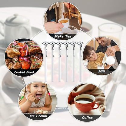 Xuhal 6 Pcs Stainless Steel Kitchen Thermometer with 5 Inch Long Stem 1 Inch Dial Thermometer Milk Frothing Food for Oven Probe Meat Grill BBQ Cooking Chocolate Water(White) - Image 6