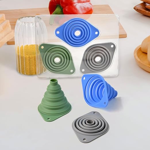 Kitchen Funnel Set 3 Pack,Funnels for Kitchen Use Filling Bottles,Silicone Funnel Collapsible,Small Funnels for Filling Small Bottles - Image 3