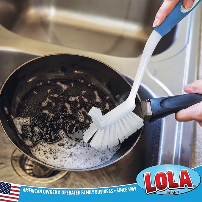 LOLA Pro Utility All Purpose Kitchen Cleaning Brush, 36 Pack, Durable Bristles, Comfort Ergonomic Rubber Non-Slip Grip, Built-in Food Scraper - Image 2