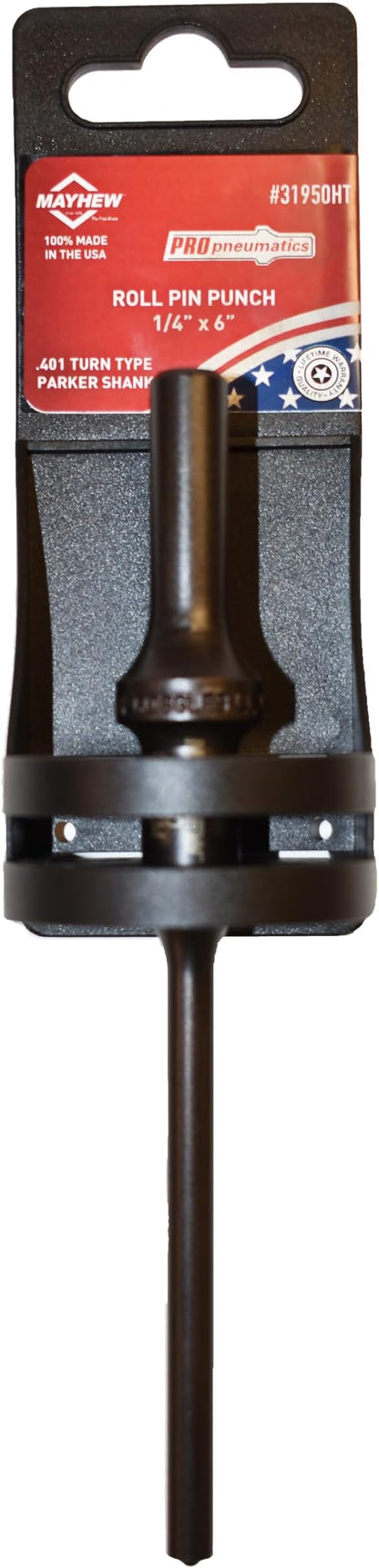 Mayhew Tools 31951HT Pneumatic Roll Pin Punch, 5/16" x 6" Hang Tag, Black Oxide Finish