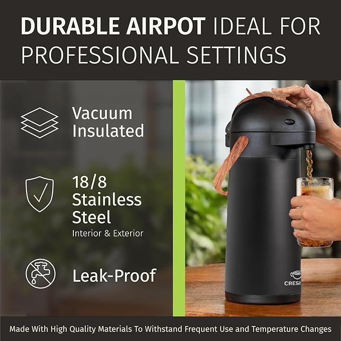 Thermal Coffee Carafe 102Oz w/Wood Trim, Keeps Coffee Hot for 12Hrs & Cold for 36Hrs-Premium Stainless Steel Carafe for Hot Liquids, Easy One-Handed Dispensing for Office, Home, Party, Durable Airpot - Image 8