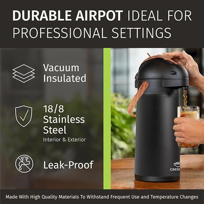 Thermal Coffee Carafe 102Oz w/Wood Trim, Keeps Coffee Hot for 12Hrs & Cold for 36Hrs-Premium Stainless Steel Carafe for Hot Liquids, Easy One-Handed Dispensing for Office, Home, Party, Durable Airpot - Image 8
