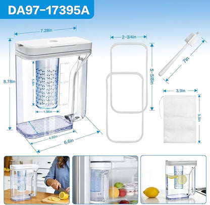 Upgraded DA97-17395A Water Pitcher Reservoir Compatible with Samsung Refrigerators【Food-Grade Durable Material,No-Leak Design】Replacement RF23M8570SR RF23M8090SR samsung refrigerator water pitcher