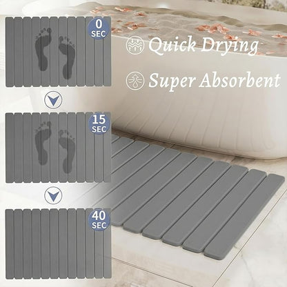 Large Stone Bath Mat 31.5 x 19.7in, Quick Dry Diatomaceous Earth Mats for Bathroom, Super Absorbent Foldable Bath Stone Mat, Non Slip, Dish Drying Mat for Kitchen Counter,Dark Gray - Image 4