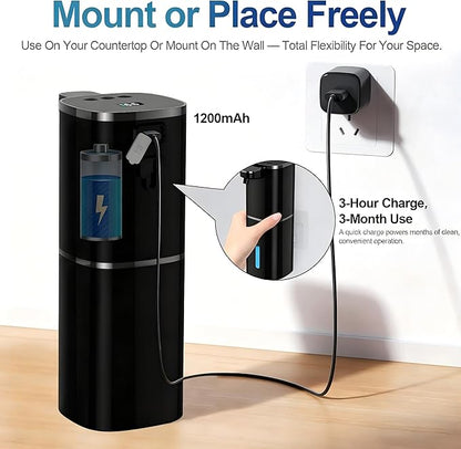 Automatic Liquid Soap Dispenser for Hand Soap & Dish Soap, 9-Level Adjustable Touchless Dispenser with LCD Display, Rechargeable 380mL, Wall Mount or Countertop Use for Kitchen Bathroom