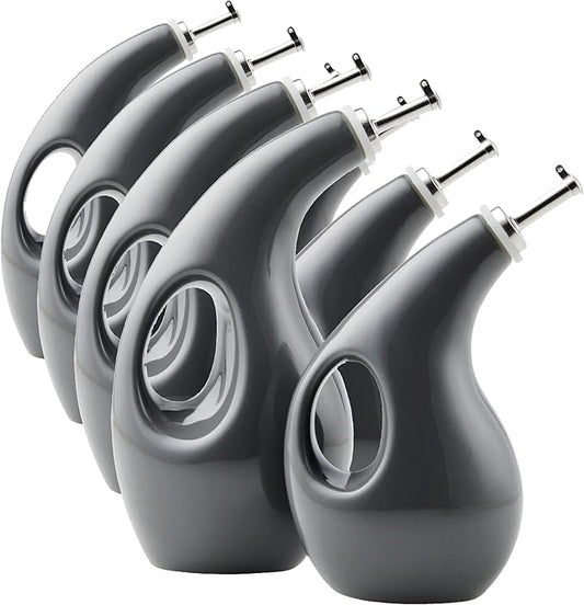 Rachael Ray Serveware Ceramic EVOO Oil and Vinegar Dispensing Bottle Set, 2 Piece, Gray (Pack of 4) by RachaelRayKitchenware