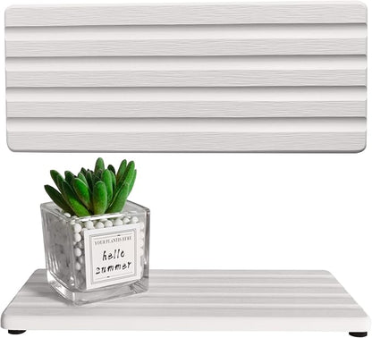 Diatomite Soap Dish, Water Absorbing Stone Tray, Kitchen Sink Organizer, Fast Drying Counter Holder (White, 9.5" x 4"/24 x 10cm)